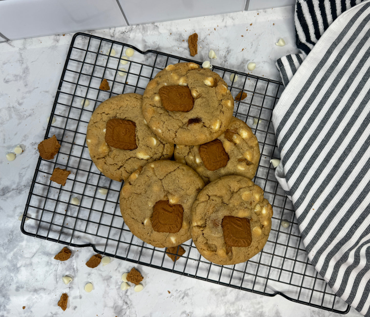 Biscoff Stuffed White Chocolate Chip Gourmet Cookies