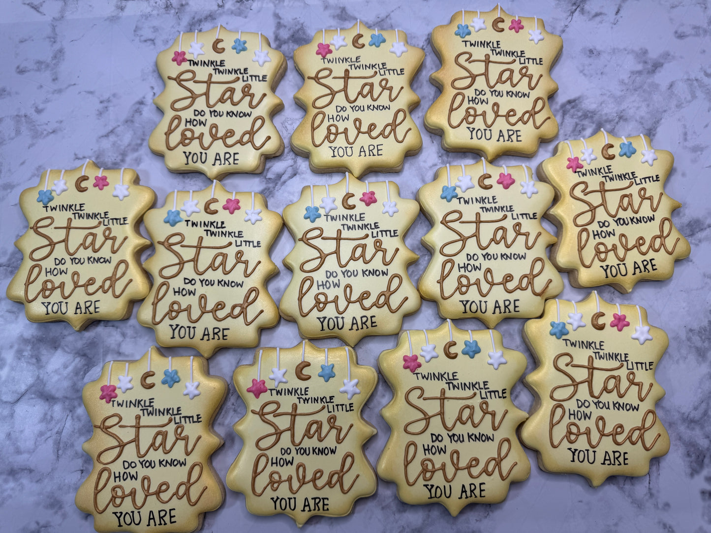 Twinkle Twinkle Little Star Baby Shower Decorated Sugar Cookie
