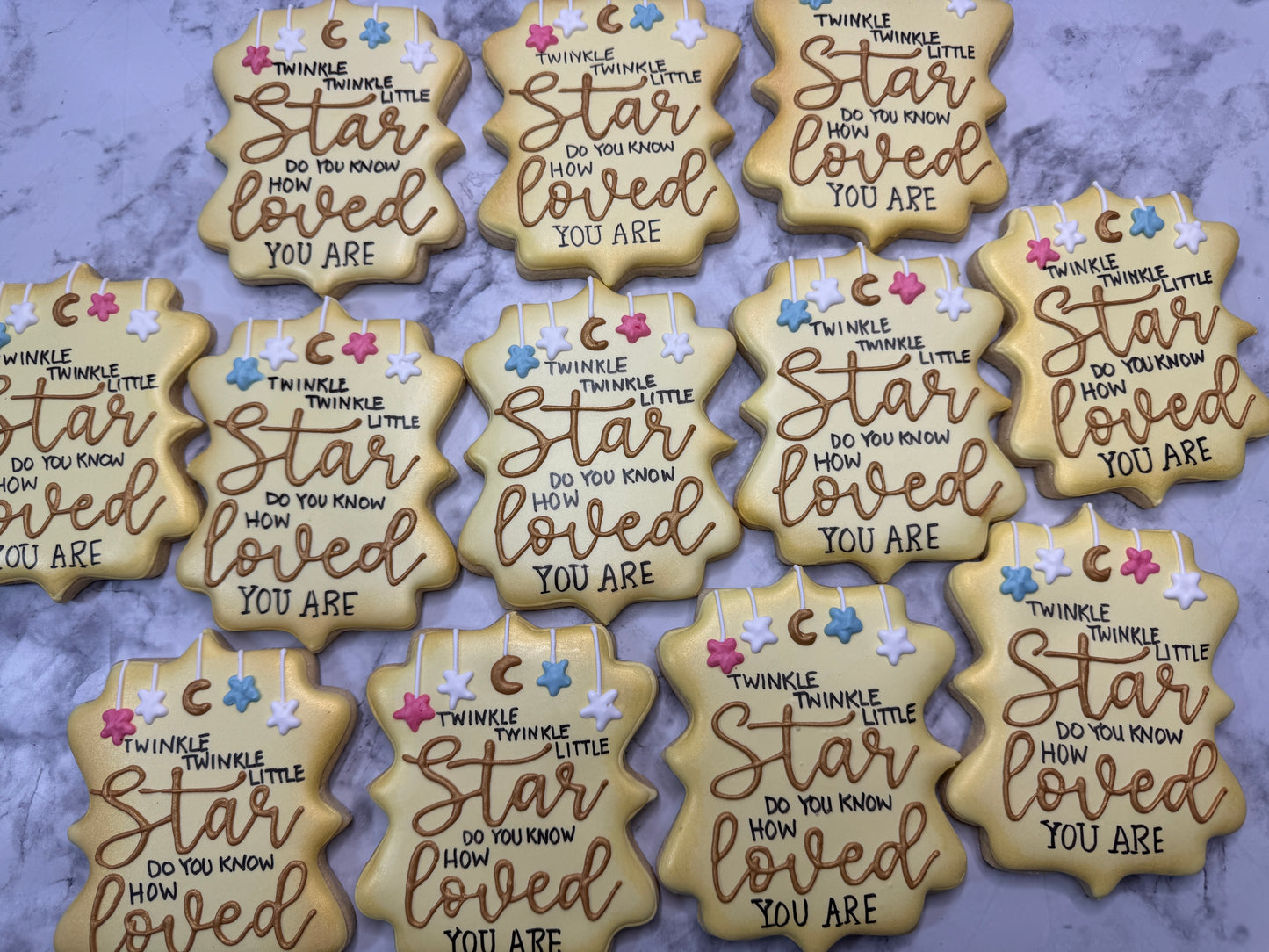 Twinkle Twinkle Little Star Baby Shower Decorated Sugar Cookie