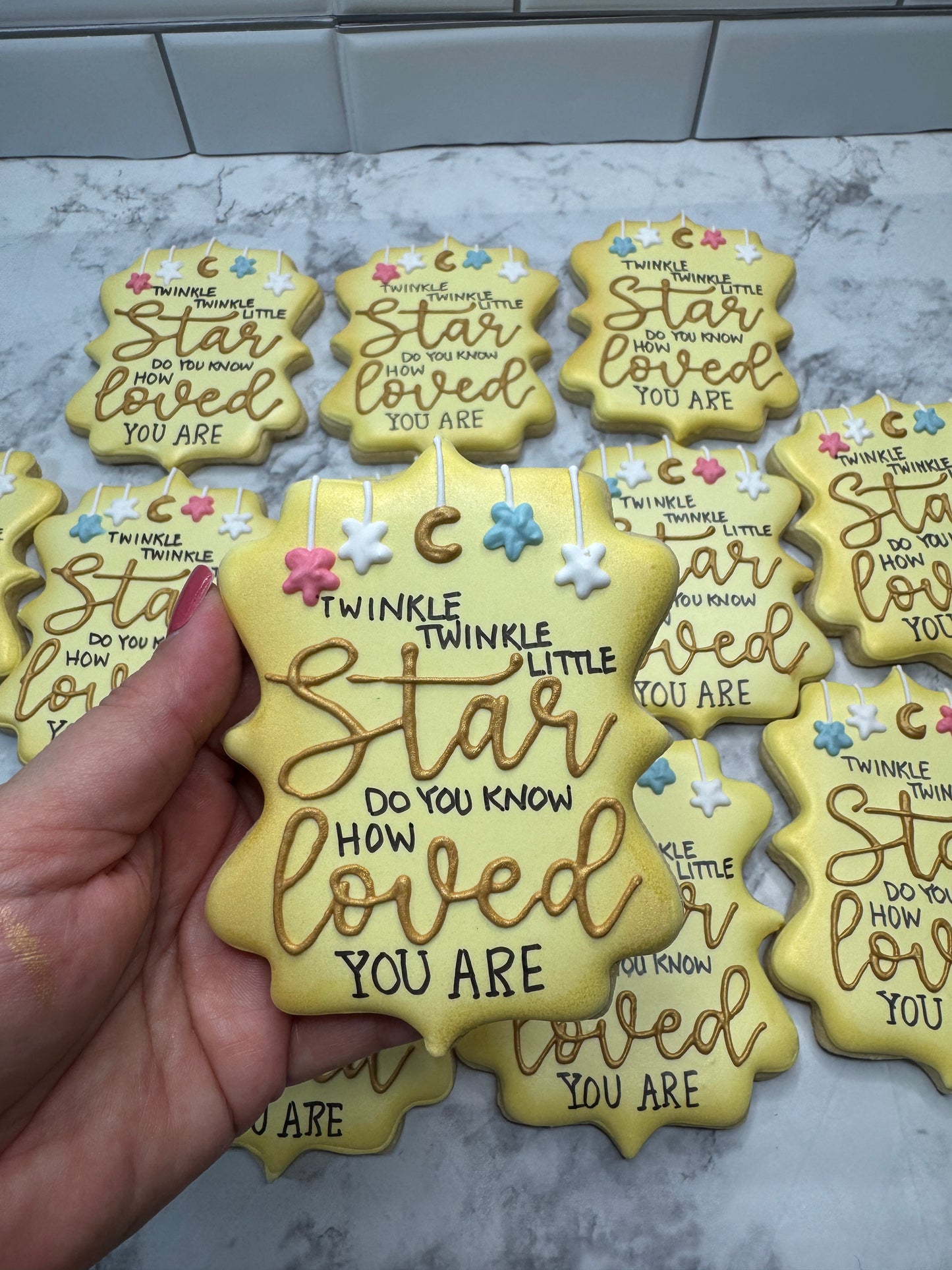 Twinkle Twinkle Little Star Baby Shower Decorated Sugar Cookie