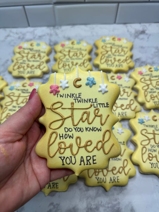 Twinkle Twinkle Little Star Baby Shower Decorated Sugar Cookie