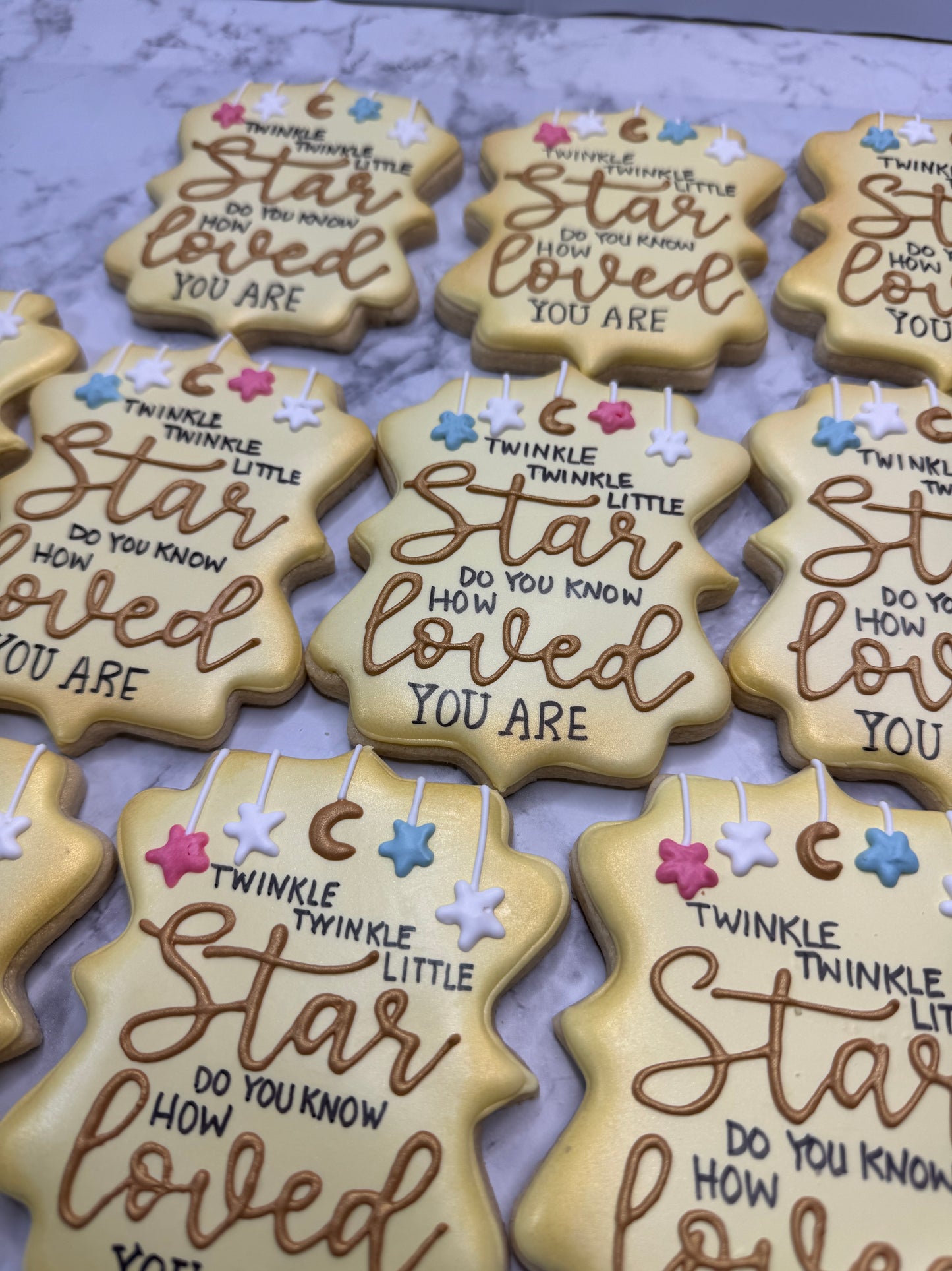 Twinkle Twinkle Little Star Baby Shower Decorated Sugar Cookie