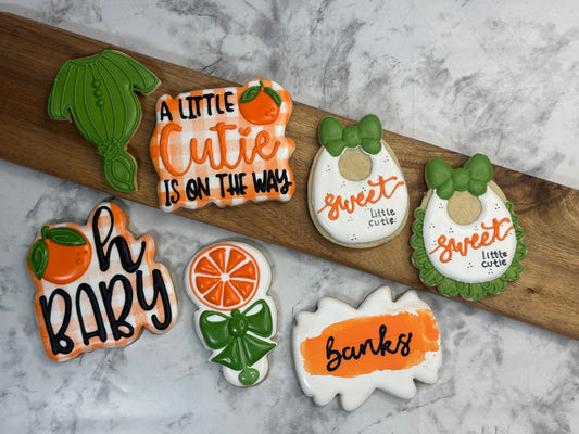 A Little Cutie Is on the way Baby Shower Decorated Cookie Set