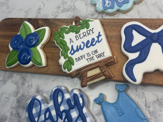 A Berry Sweet Baby Boy is on the way shower cookie set