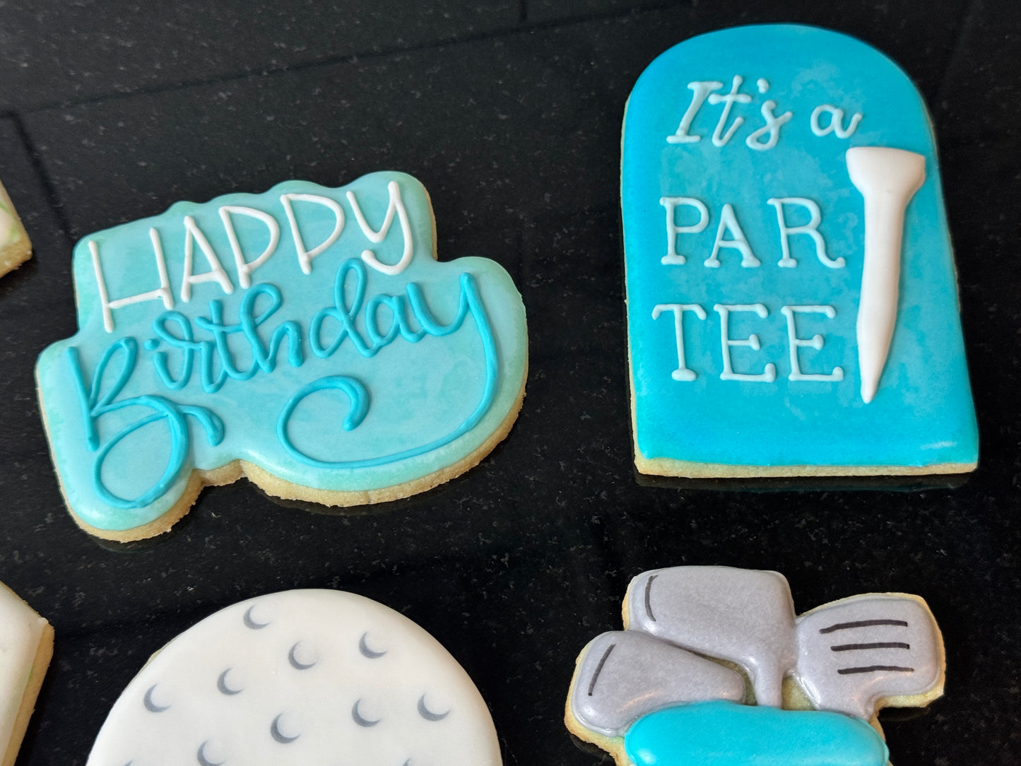 Let's PAR-TEE Golf Birthday Party Themed Sugar Cookie One Dozen Set, Pink or Blue