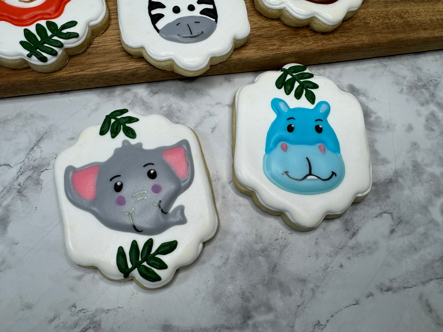 Safari Animal Theme Decorated Sugar Cookie Baby Shower or Birthday Set