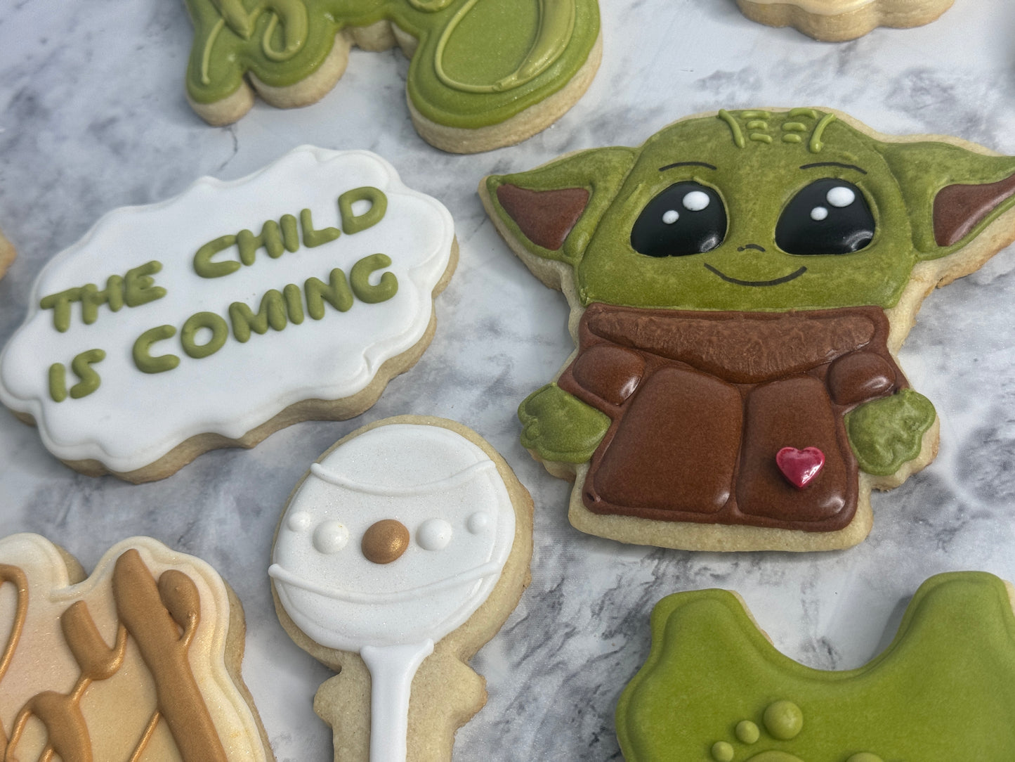 Baby Yoda Inspired Custom Baby Shower Sugar Cookie Set