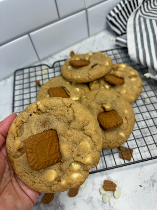 Biscoff Stuffed White Chocolate Chip Gourmet Cookies