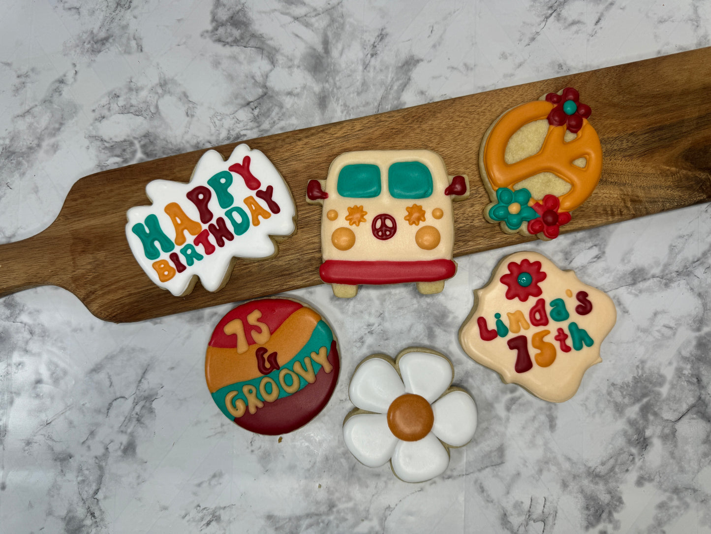 Two Groovy Retro Sugar Cookie Birthday Set