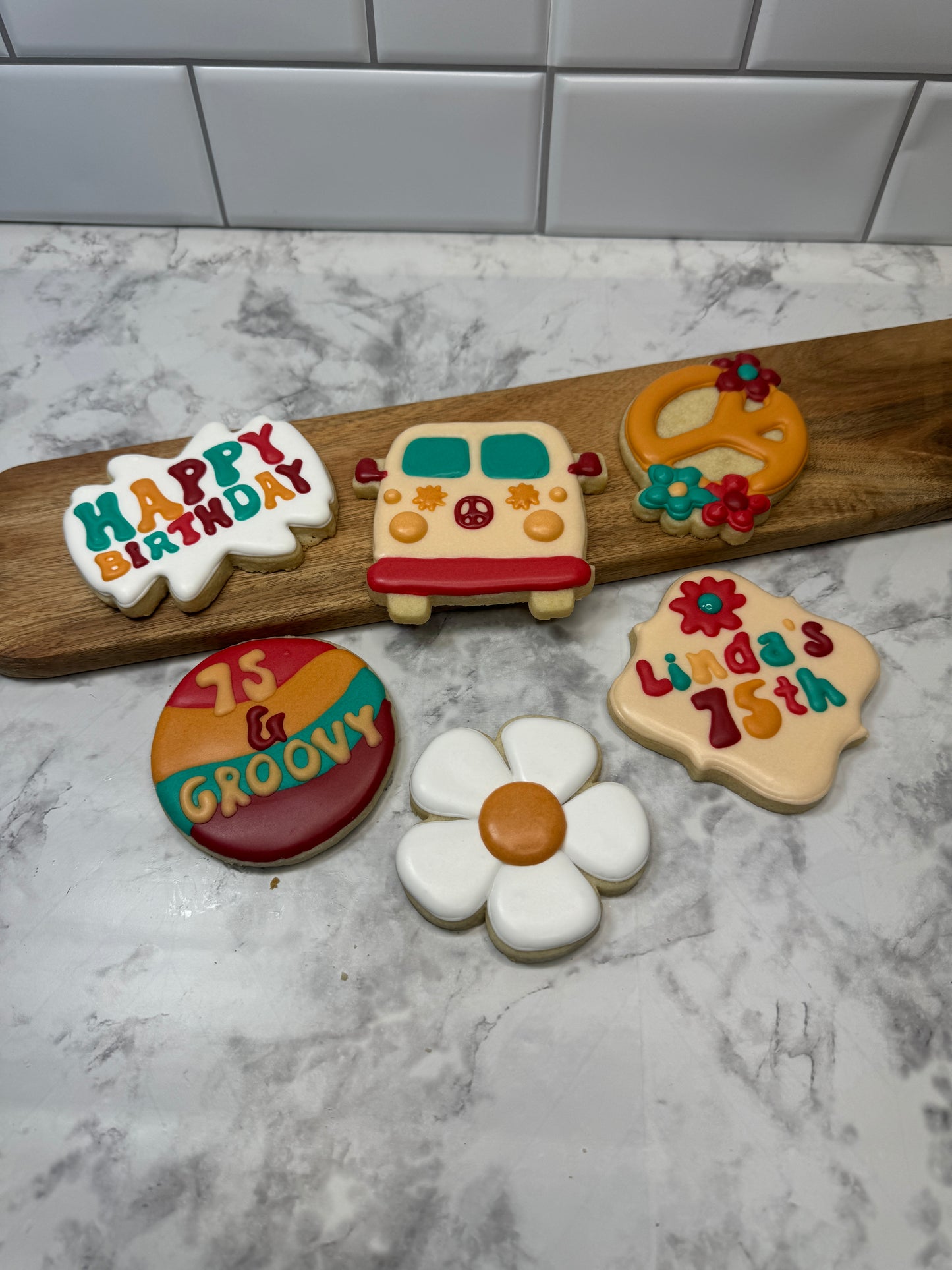 Two Groovy Retro Sugar Cookie Birthday Set