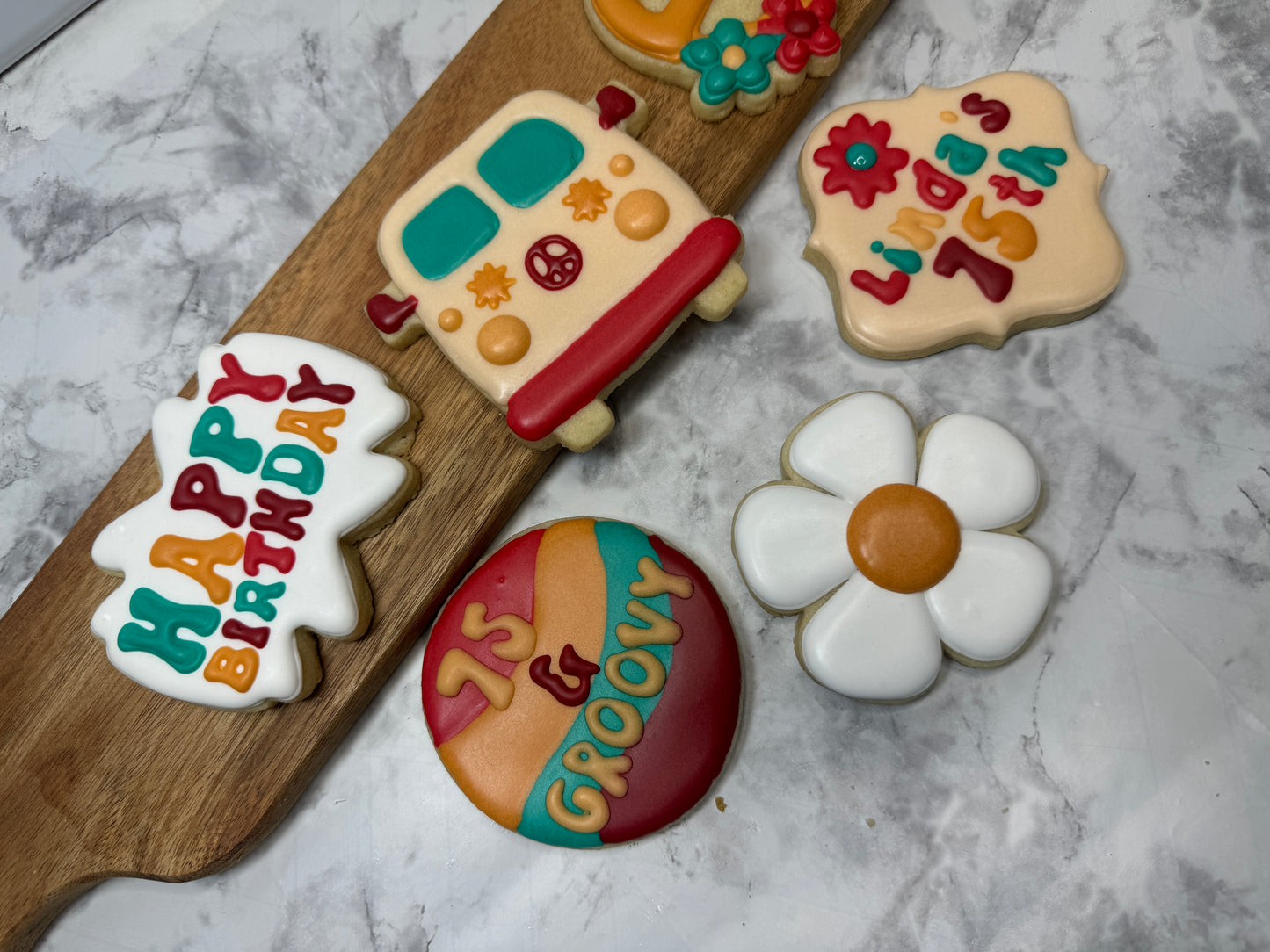 Two Groovy Retro Sugar Cookie Birthday Set