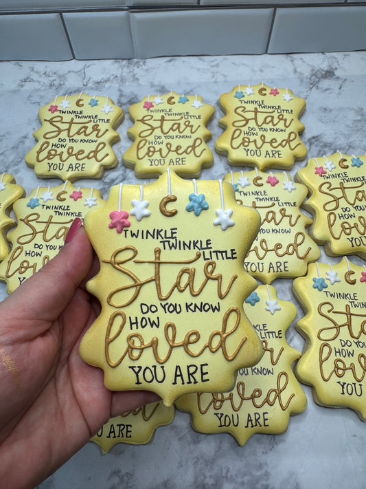 Twinkle Twinkle Little Star Baby Shower Decorated Sugar Cookie