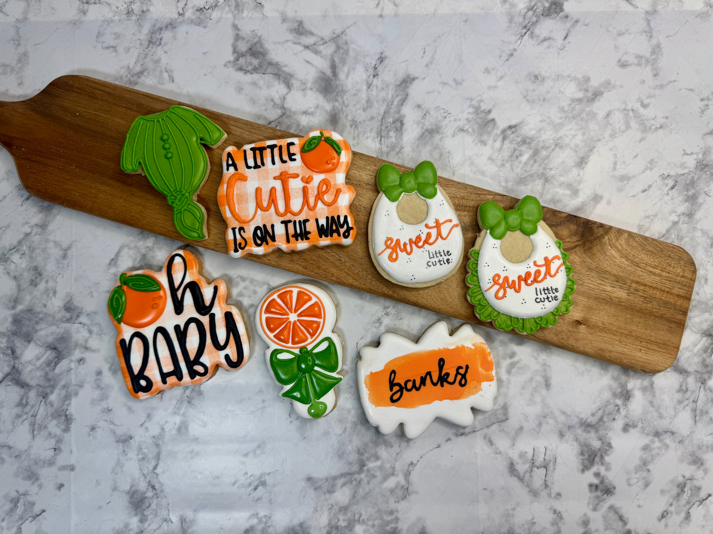 A Little Cutie Is on the way Baby Shower Decorated Cookie Set