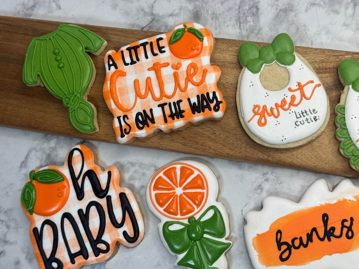 A Little Cutie Is on the way Baby Shower Decorated Cookie Set