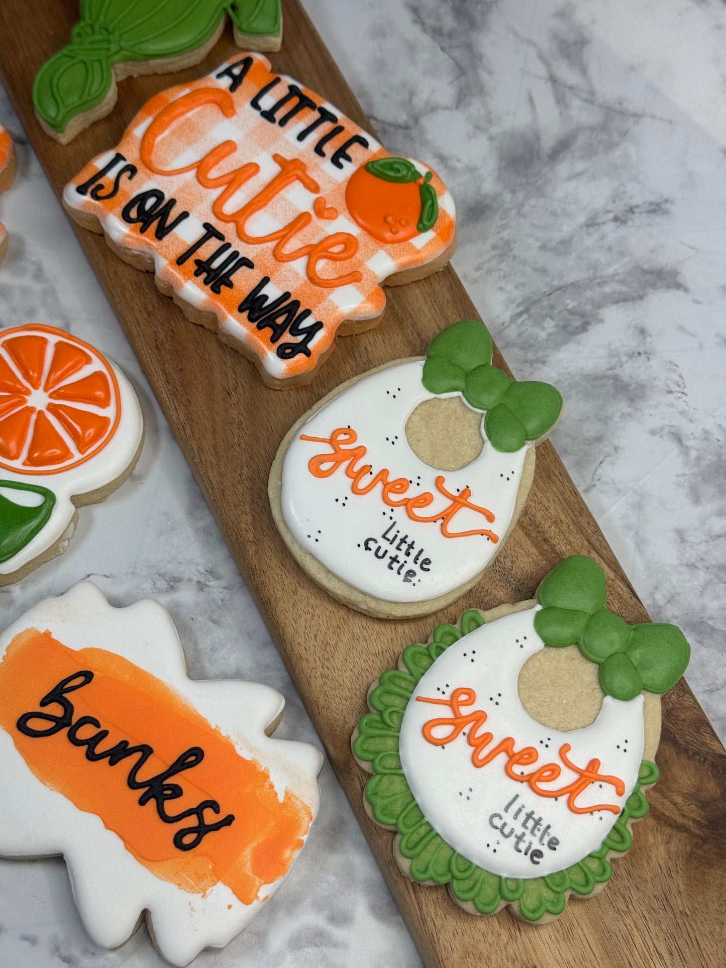 A Little Cutie Is on the way Baby Shower Decorated Cookie Set