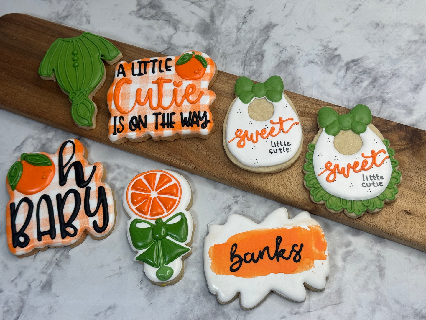 A Little Cutie Is on the way Baby Shower Decorated Cookie Set
