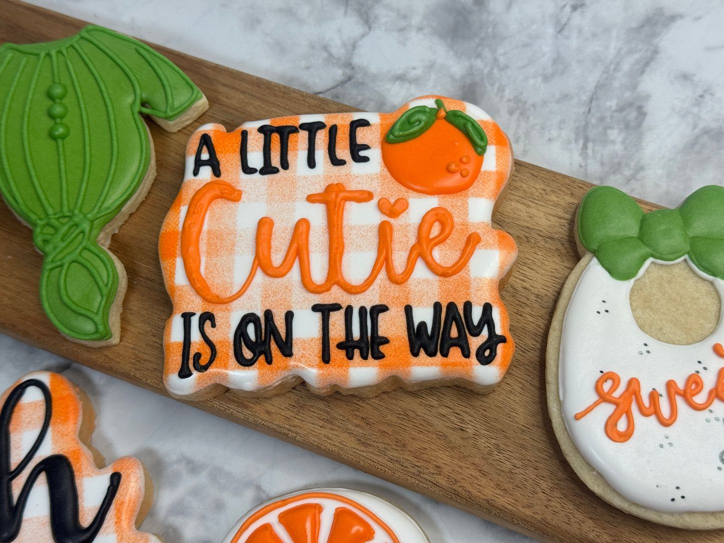 A Little Cutie Is on the way Baby Shower Decorated Cookie Set