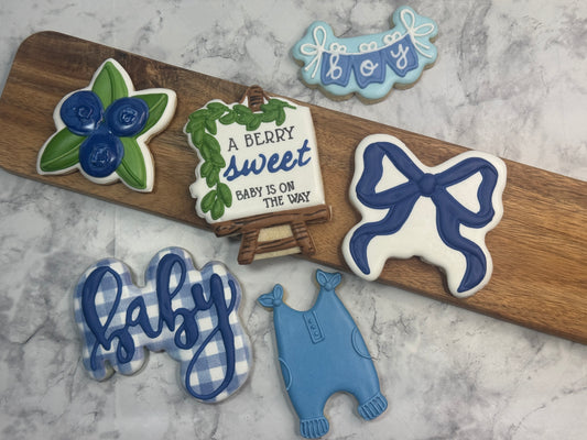 A Berry Sweet Baby Boy is on the way shower cookie set