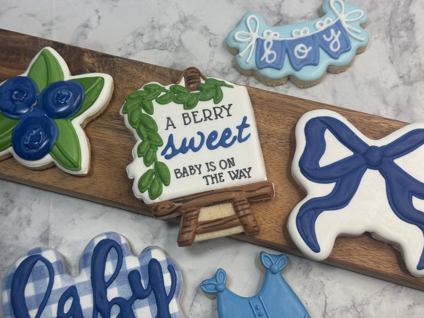 A Berry Sweet Baby Boy is on the way shower cookie set