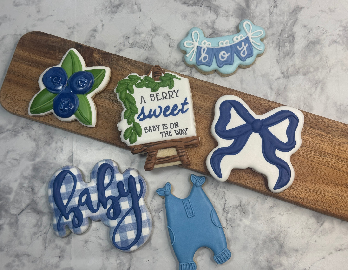 A Berry Sweet Baby Boy is on the way shower cookie set