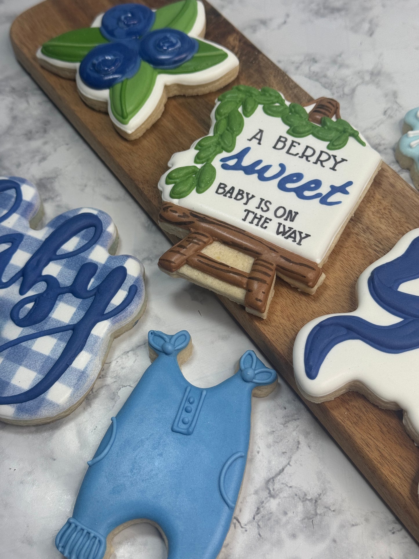 A Berry Sweet Baby Boy is on the way shower cookie set