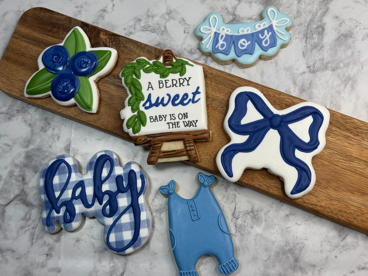 A Berry Sweet Baby Boy is on the way shower cookie set