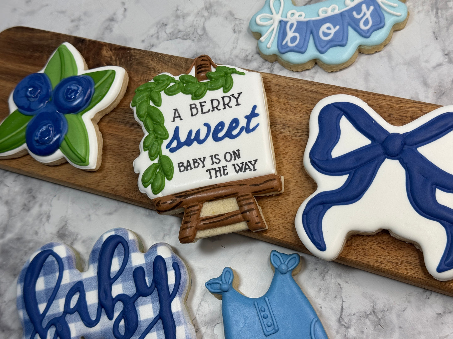 A Berry Sweet Baby Boy is on the way shower cookie set