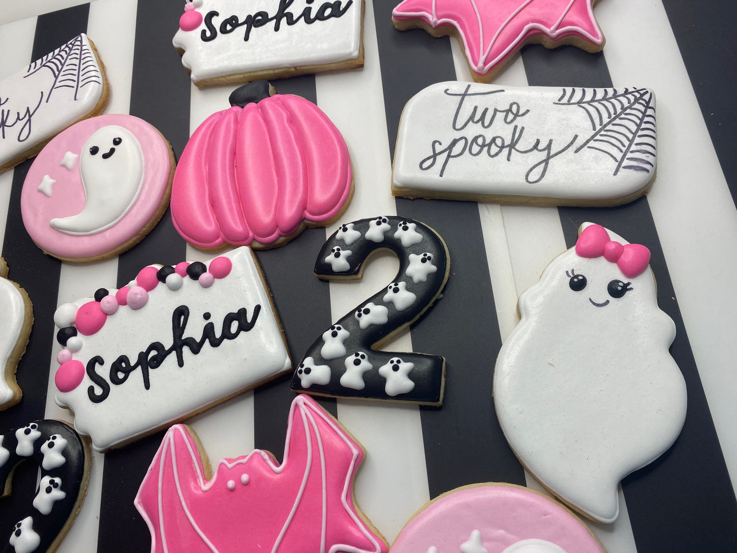 Two Spooky Child's Birthday Sugar Cookie Set- Pink or Blue