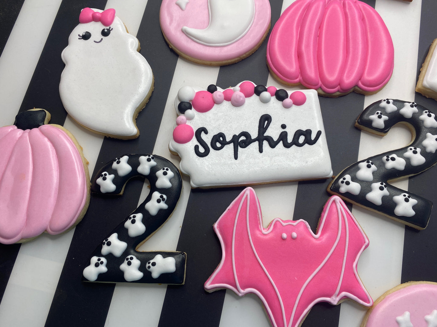 Two Spooky Child's Birthday Sugar Cookie Set- Pink or Blue