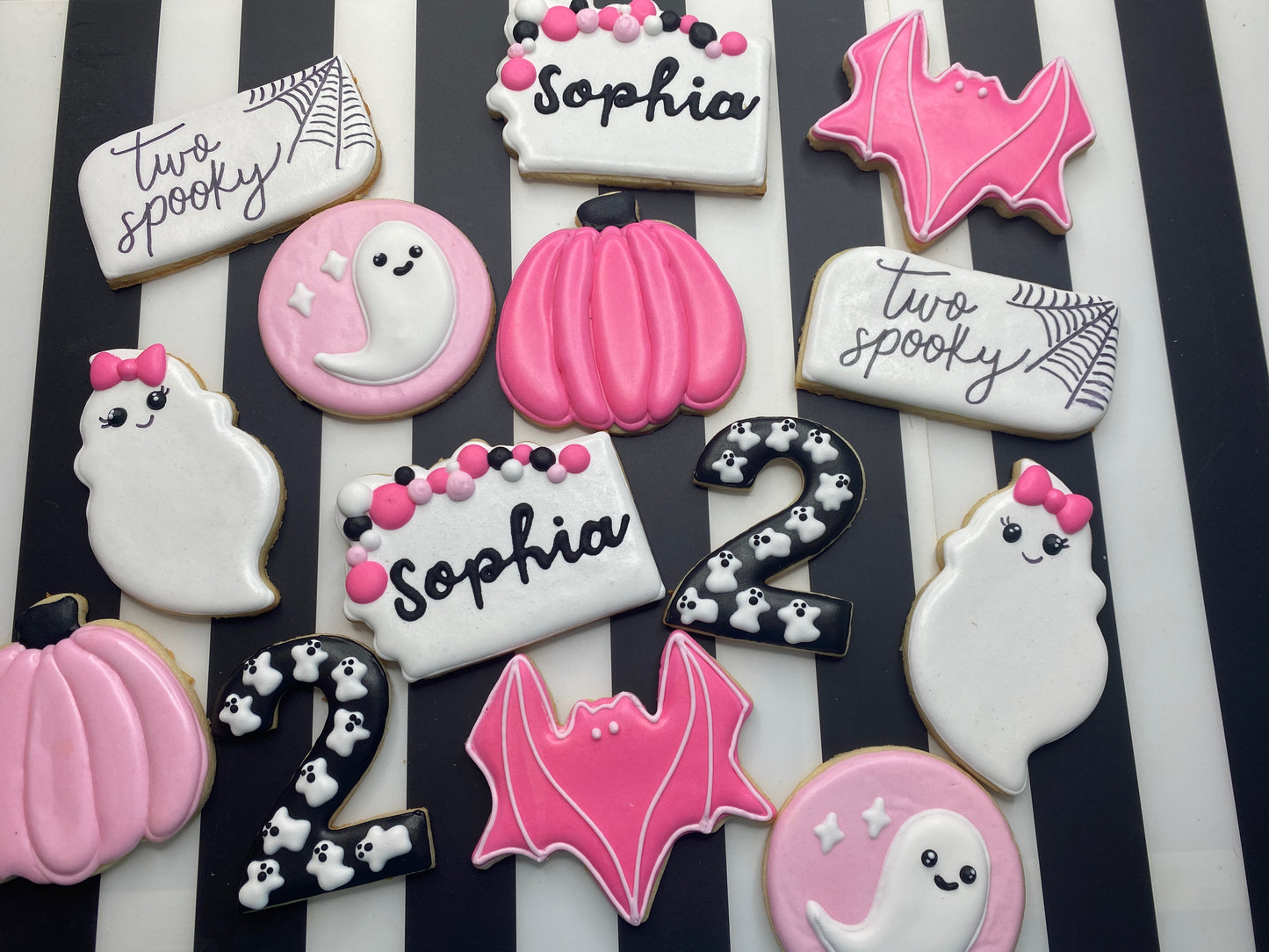 Two Spooky Child's Birthday Sugar Cookie Set- Pink or Blue