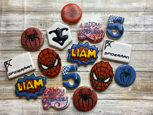 Spiderman Inspired Birthday Sugar Cookies