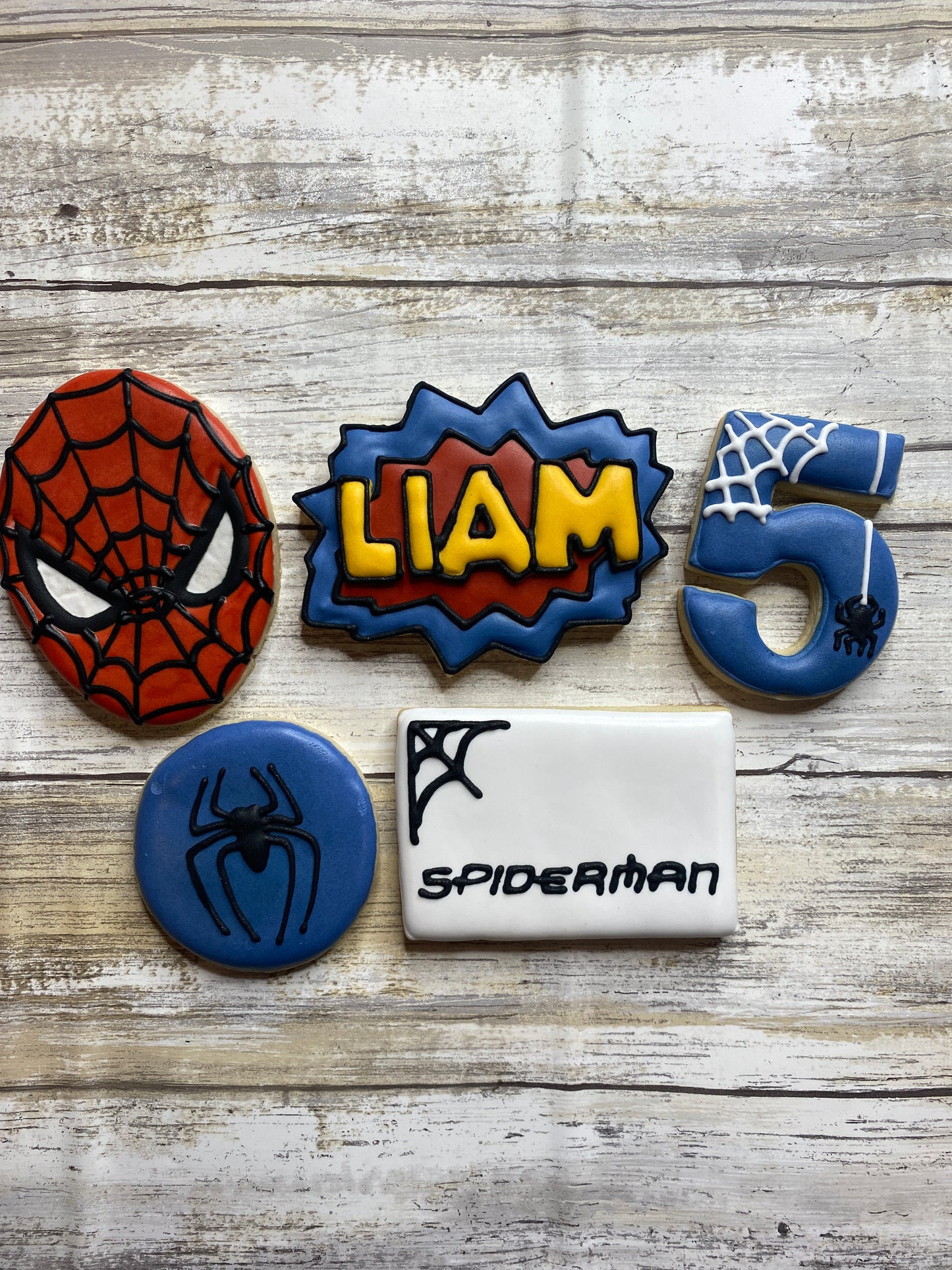 Spiderman Inspired Birthday Sugar Cookies