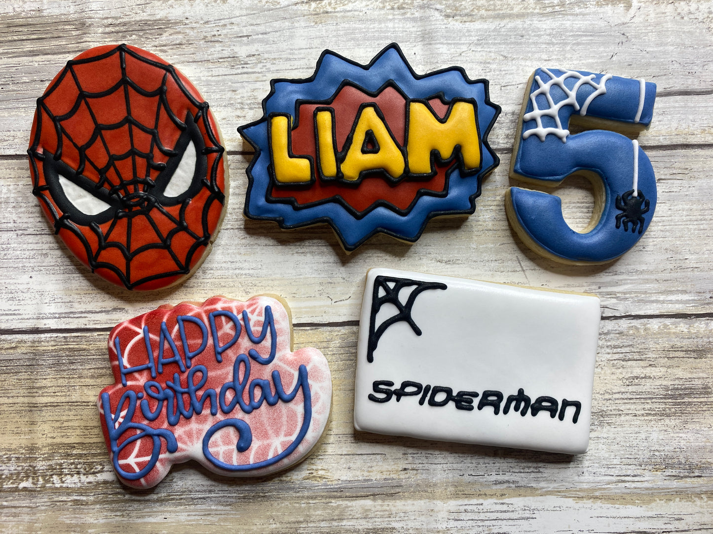 Spiderman Inspired Birthday Sugar Cookies