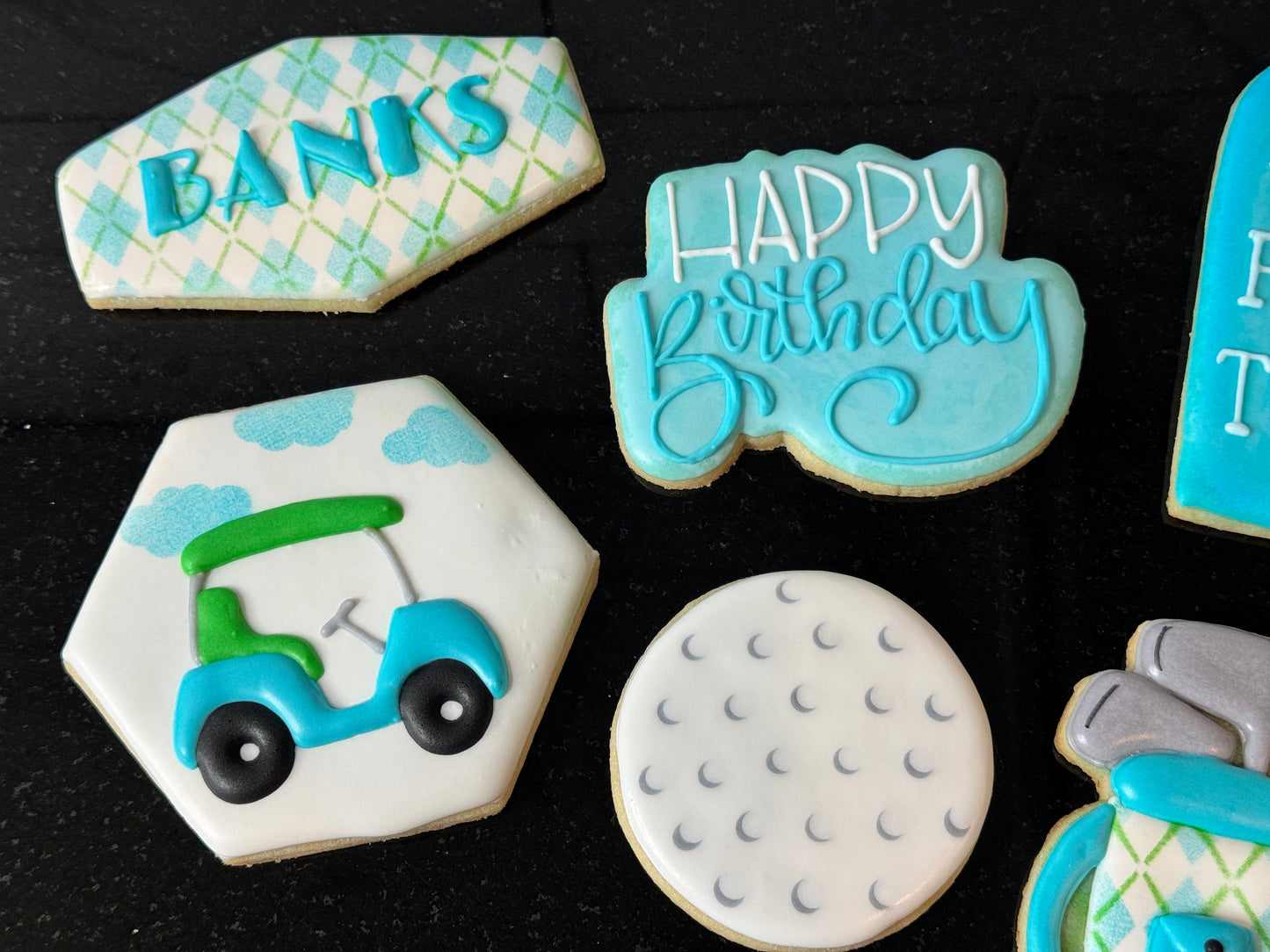 Let's PAR-TEE Golf Birthday Party Themed Sugar Cookie One Dozen Set, Pink or Blue