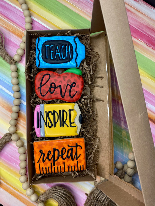 Teach, Love, Inspire, Repeat- Teacher Appreciation Sugar Cookie Gift Set