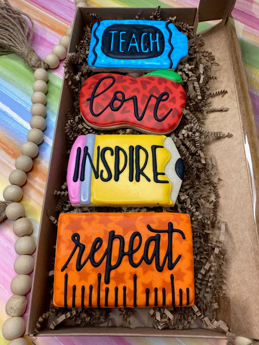 Teach, Love, Inspire, Repeat- Teacher Appreciation Sugar Cookie Gift Set