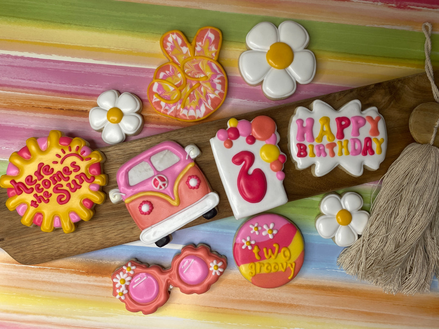 Two Groovy Retro Sugar Cookie Birthday Set