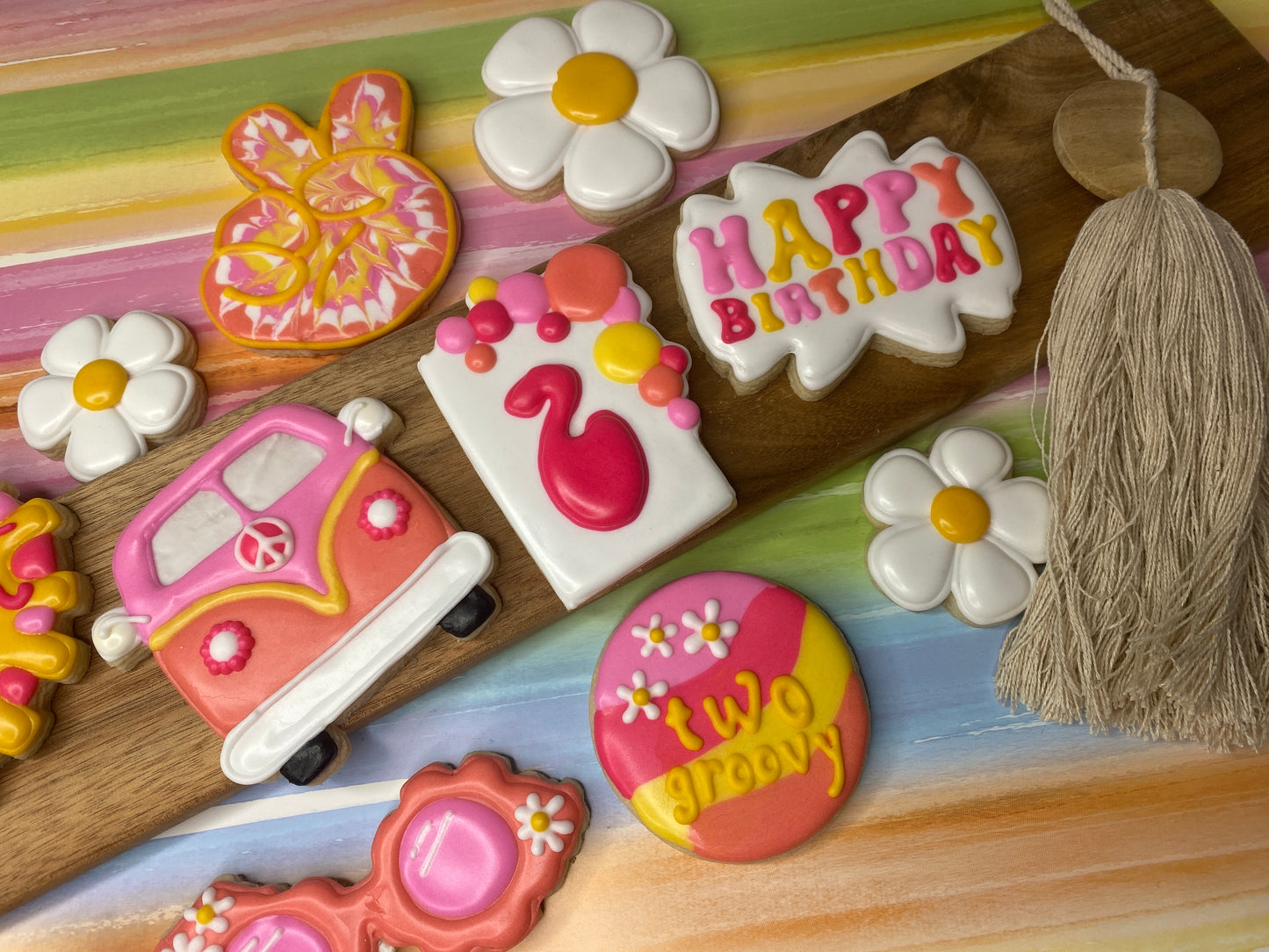 Two Groovy Retro Sugar Cookie Birthday Set