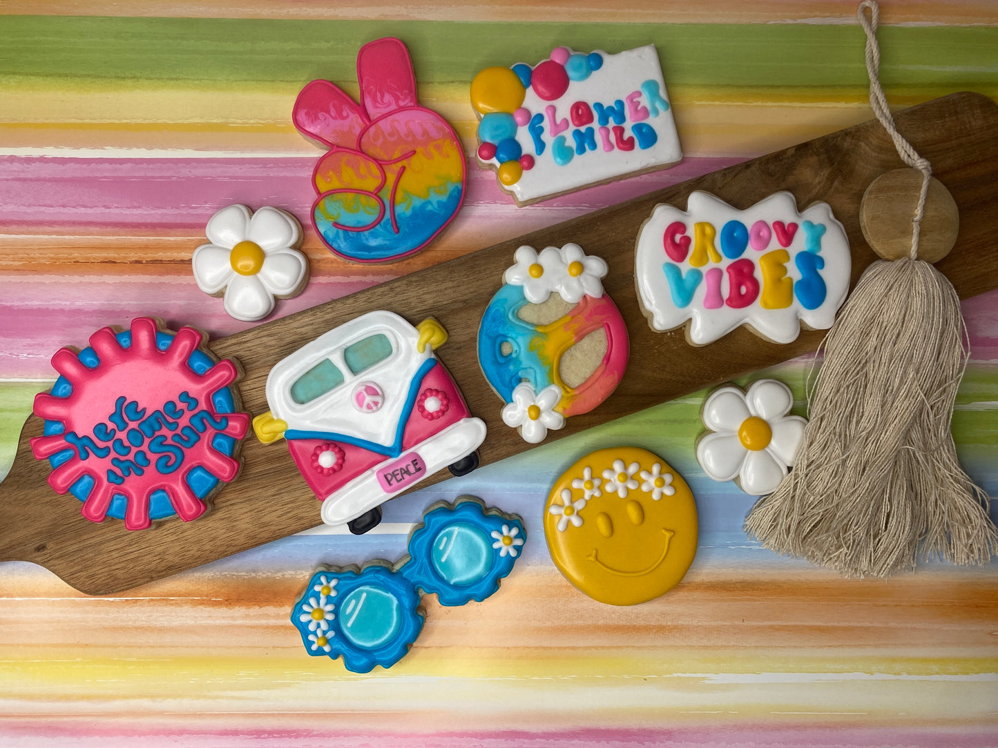 Two Groovy Retro Sugar Cookie Birthday Set