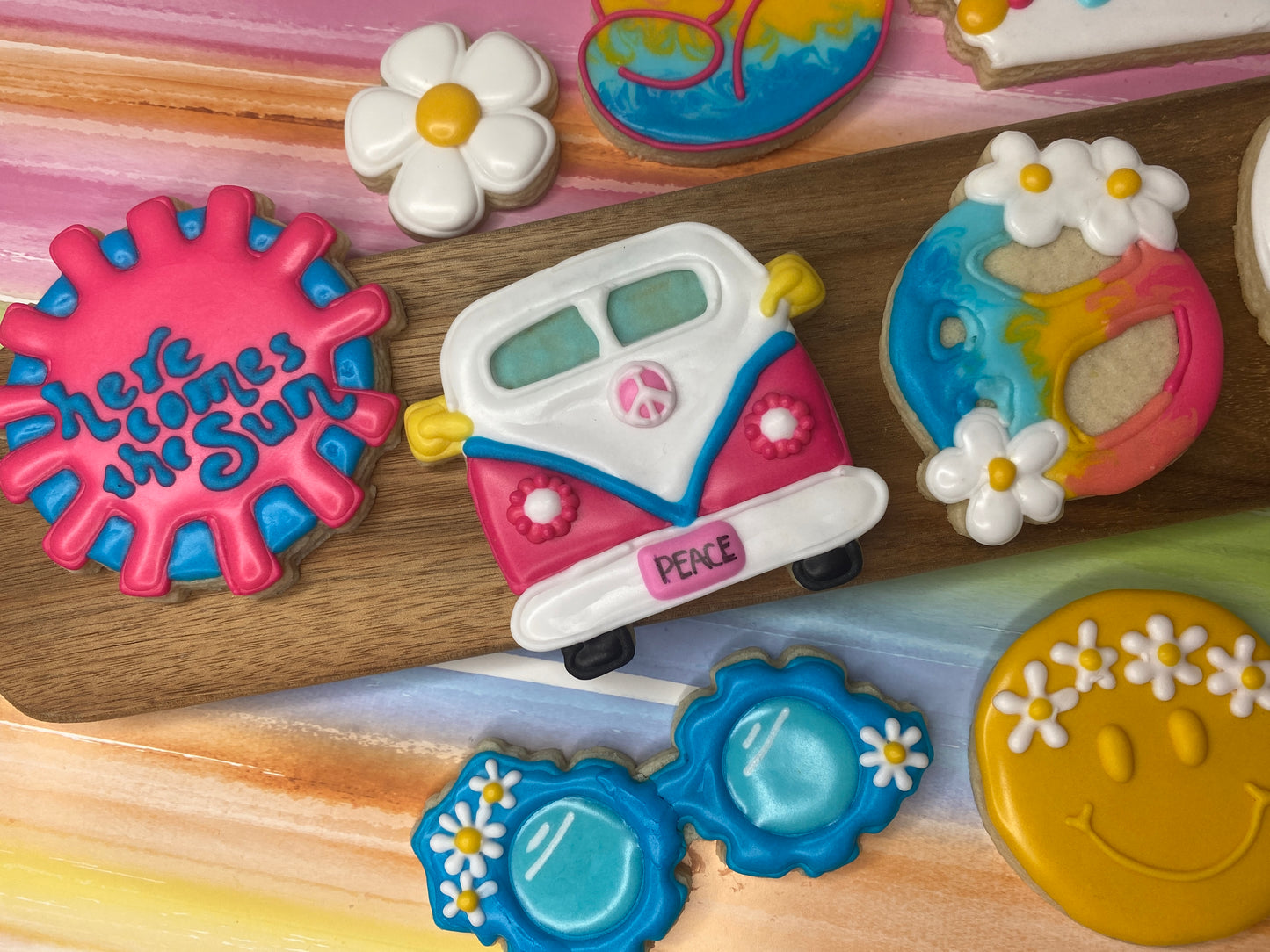 Two Groovy Retro Sugar Cookie Birthday Set