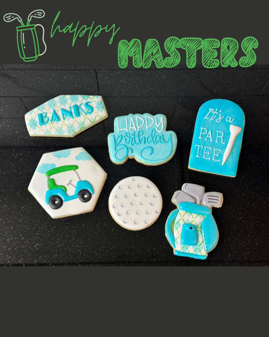 Let's PAR-TEE Golf Birthday Party Themed Sugar Cookie One Dozen Set, Pink or Blue